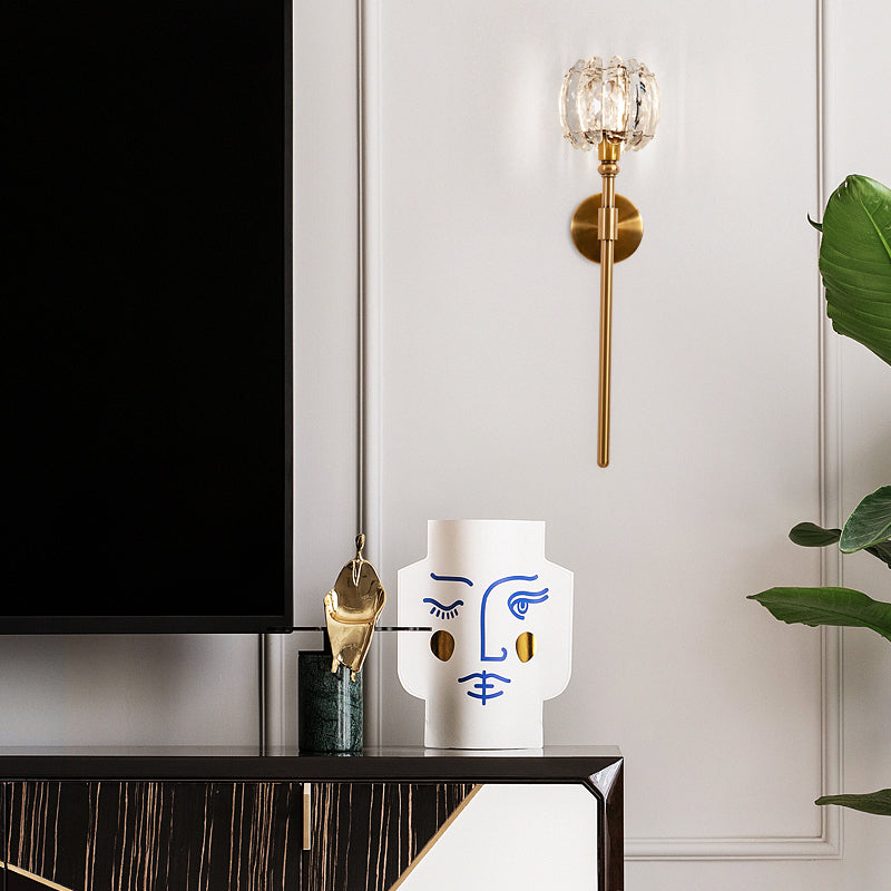 Nordic Style Metal Wall Light Globe Shape Wall Sconce with Crystal for Living Room