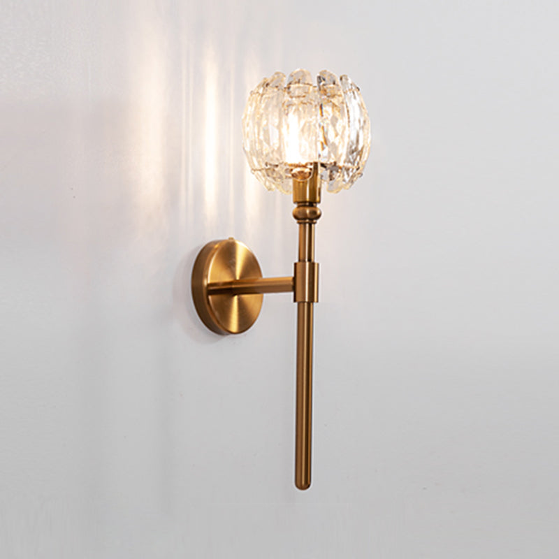 Nordic Style Metal Wall Light Globe Shape Wall Sconce with Crystal for Living Room