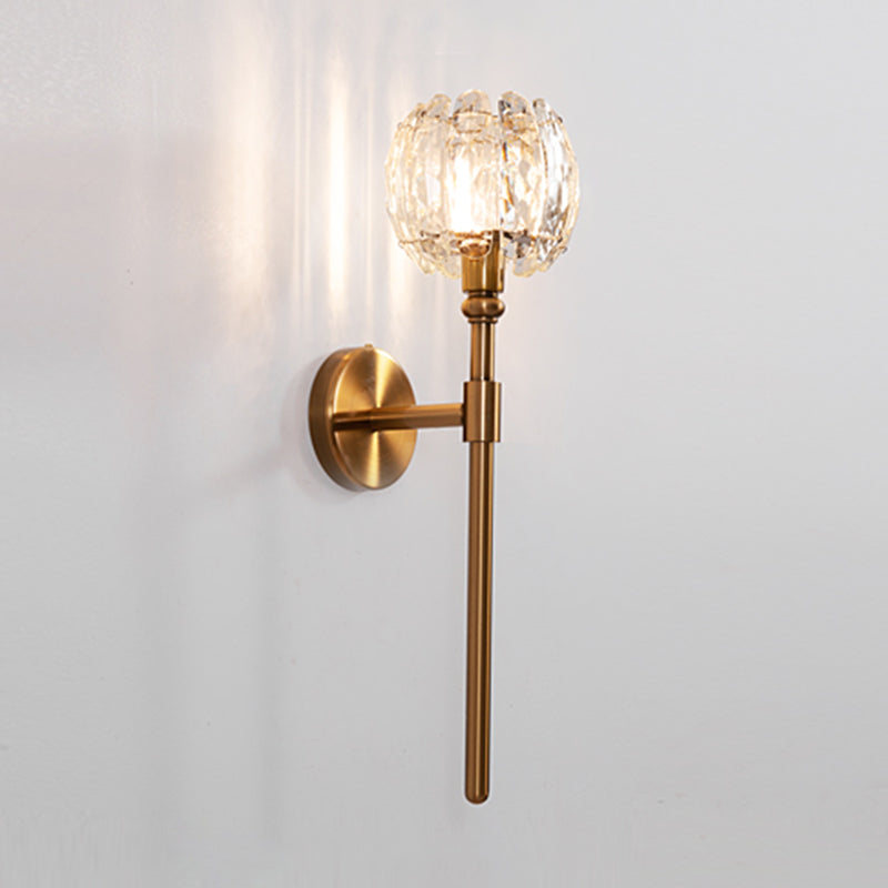 Nordic Style Metal Wall Light Globe Shape Wall Sconce with Crystal for Living Room