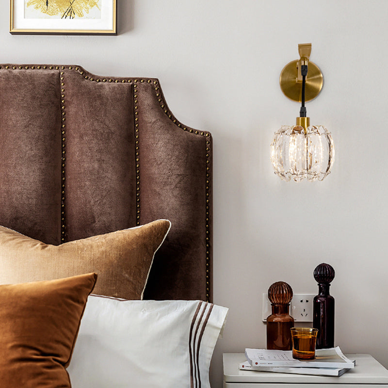 Nordic Style Metal Wall Light Globe Shape Wall Sconce with Crystal for Living Room