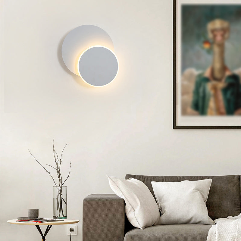 Modern Style Circle Shape Wall Sconce Metal 1 Light Wall Lighting for Bedroom
