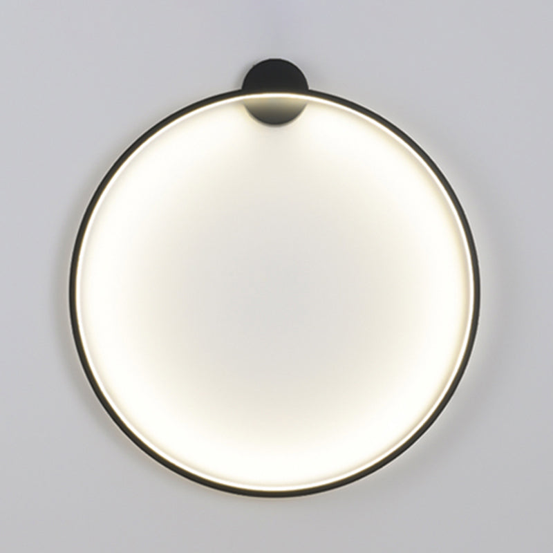 Metal Round Shape Wall Light Modern 1-Light Wall Mounted Light Fixture in Black