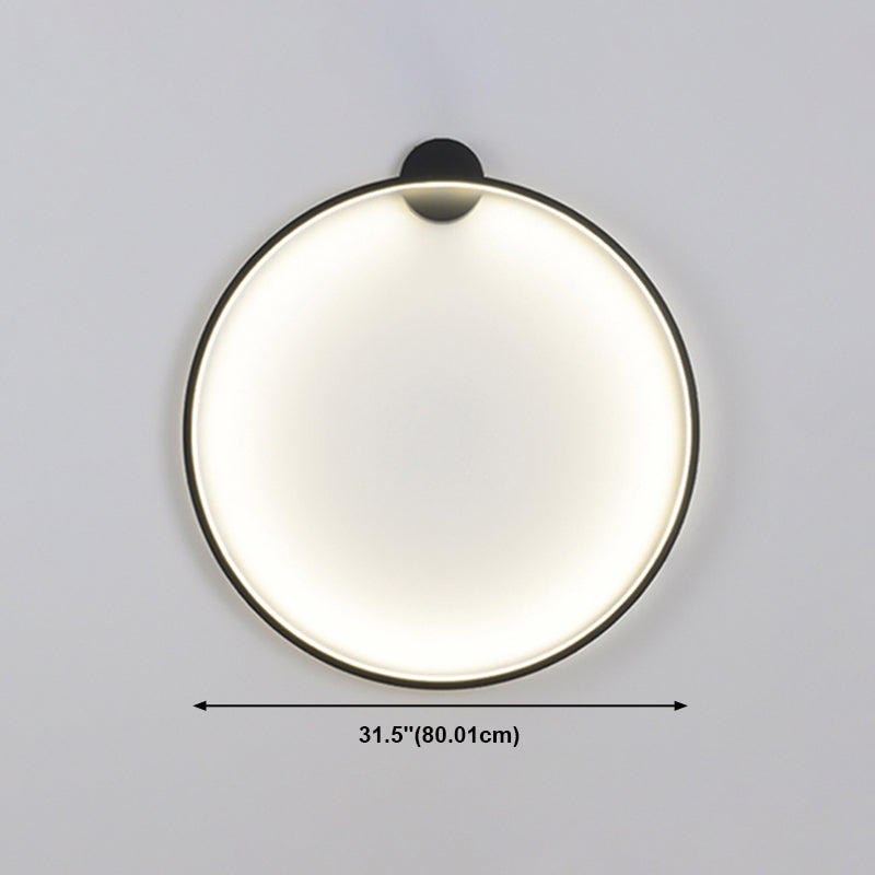 Metal Round Shape Wall Light Modern 1-Light Wall Mounted Light Fixture in Black
