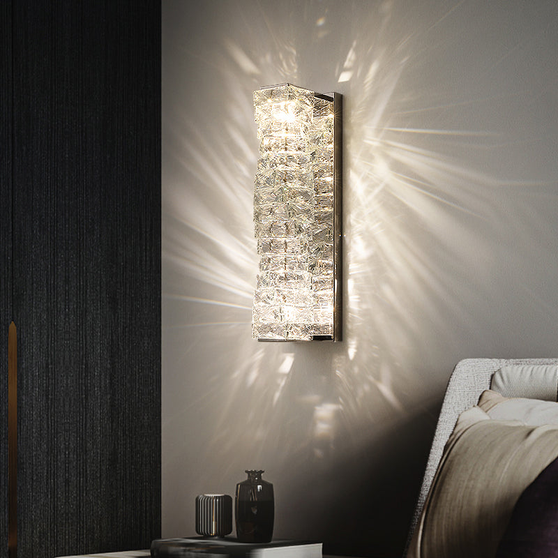Modern Style Wall Sconce 1-Light Wall Mount Lamp with Crystal Shade for Bedroom