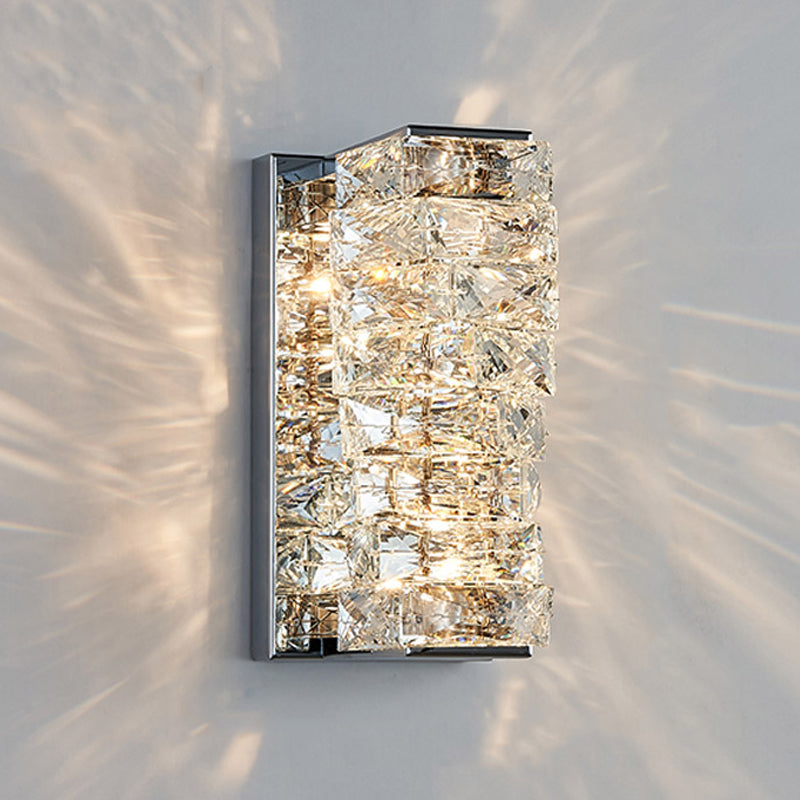 Modern Style Wall Sconce 1-Light Wall Mount Lamp with Crystal Shade for Bedroom