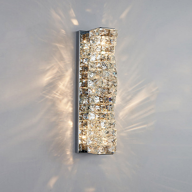 Modern Style Wall Sconce 1-Light Wall Mount Lamp with Crystal Shade for Bedroom