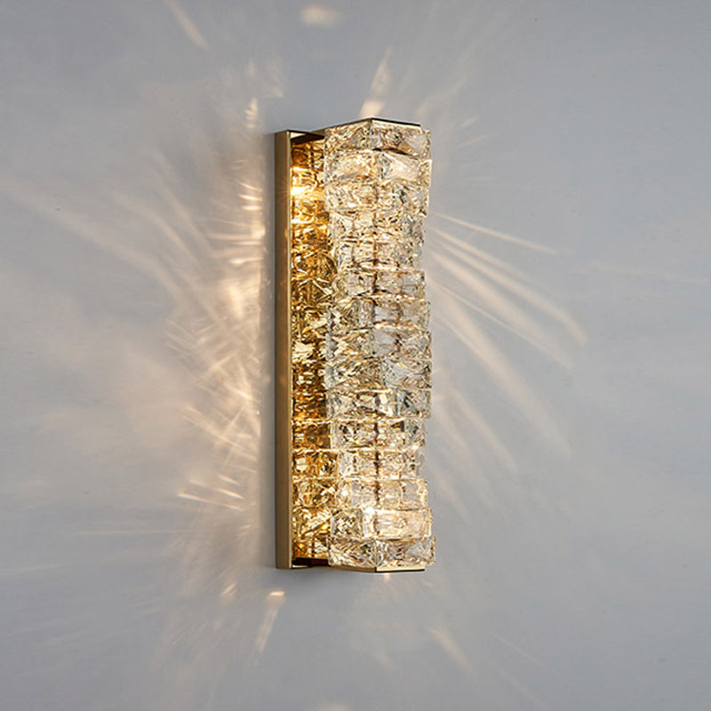 Modern Style Wall Sconce 1-Light Wall Mount Lamp with Crystal Shade for Bedroom