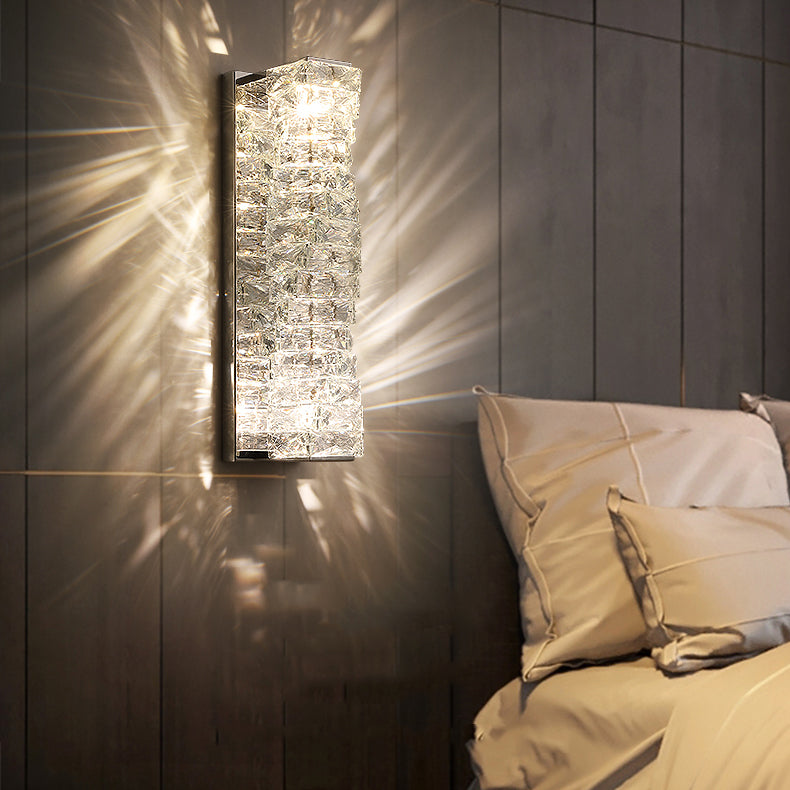 Modern Style Wall Sconce 1-Light Wall Mount Lamp with Crystal Shade for Bedroom