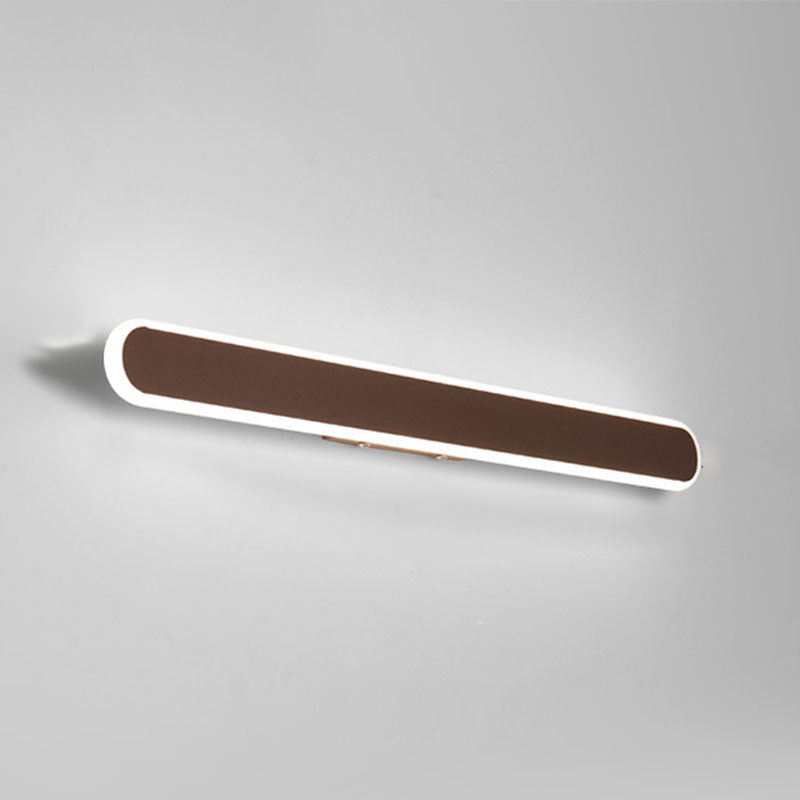Metal Linear Shape Wall Light Modern 1 Light Mirror Wall Mount Light Fixture in Brown