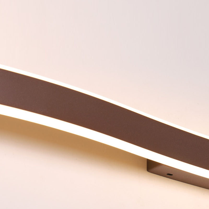 Metal Linear Shape Wall Light Modern 1 Light Mirror Wall Mount Light Fixture in Brown