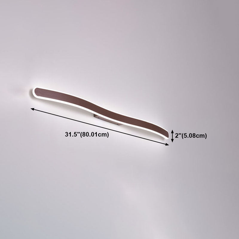 Metal Linear Shape Wall Light Modern 1 Light Mirror Wall Mount Light Fixture in Brown