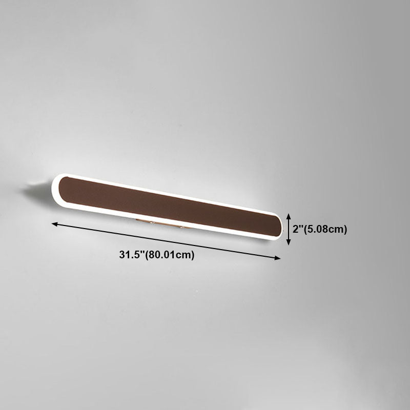 Metal Linear Shape Wall Light Modern 1 Light Mirror Wall Mount Light Fixture in Brown