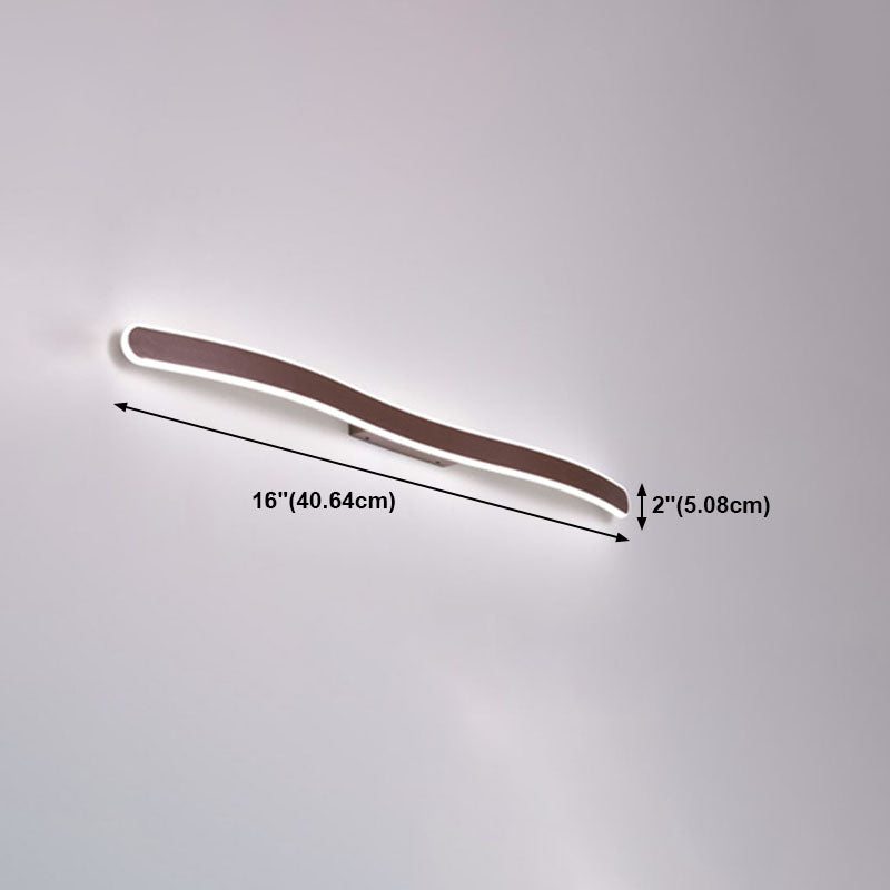 Metal Linear Shape Wall Light Modern 1 Light Mirror Wall Mount Light Fixture in Brown