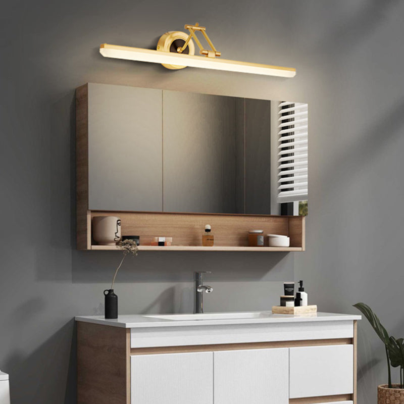 Linear Shape Contemporary Style Vanity Light Metal 1 Light LED Mirror Light for Bathroom
