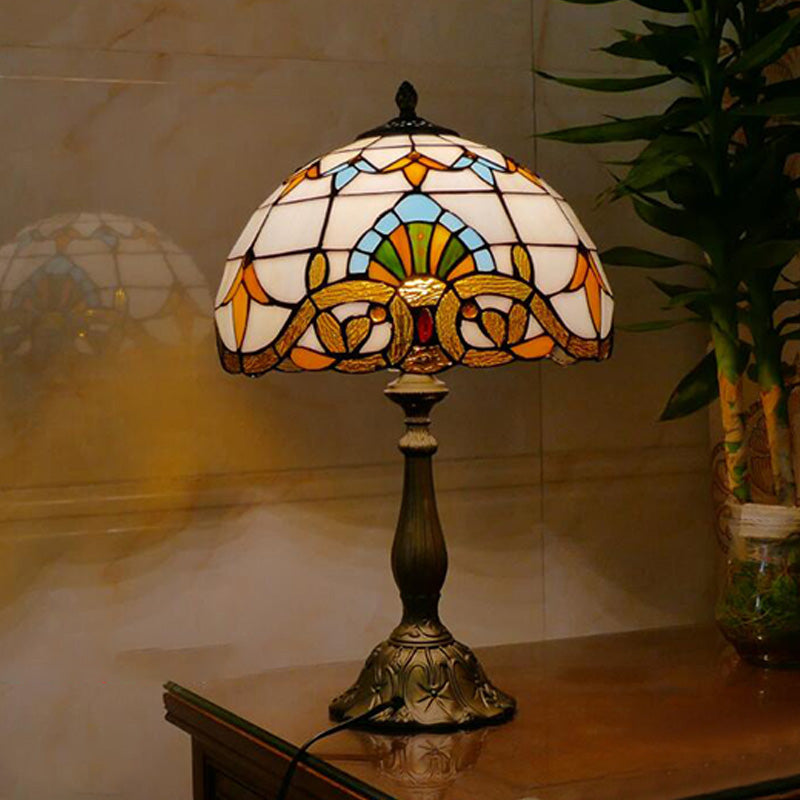 Tiffany Style Table Lamp 1-Light Desk Lamp with Glass Shade for Bedside