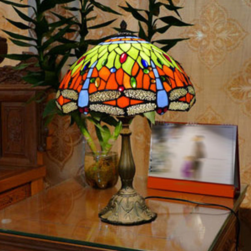 Tiffany Style Table Lamp 1-Light Desk Lamp with Glass Shade for Bedside