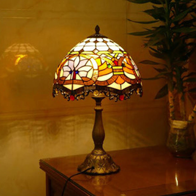 Tiffany Style Table Lamp 1-Light Desk Lamp with Glass Shade for Bedside
