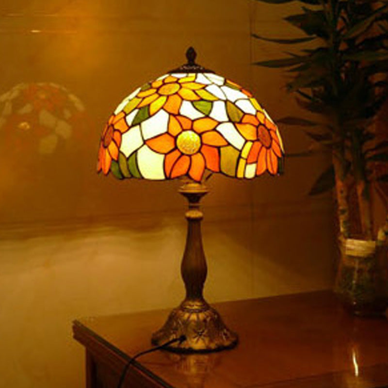 Tiffany Style Table Lamp 1-Light Desk Lamp with Glass Shade for Bedside