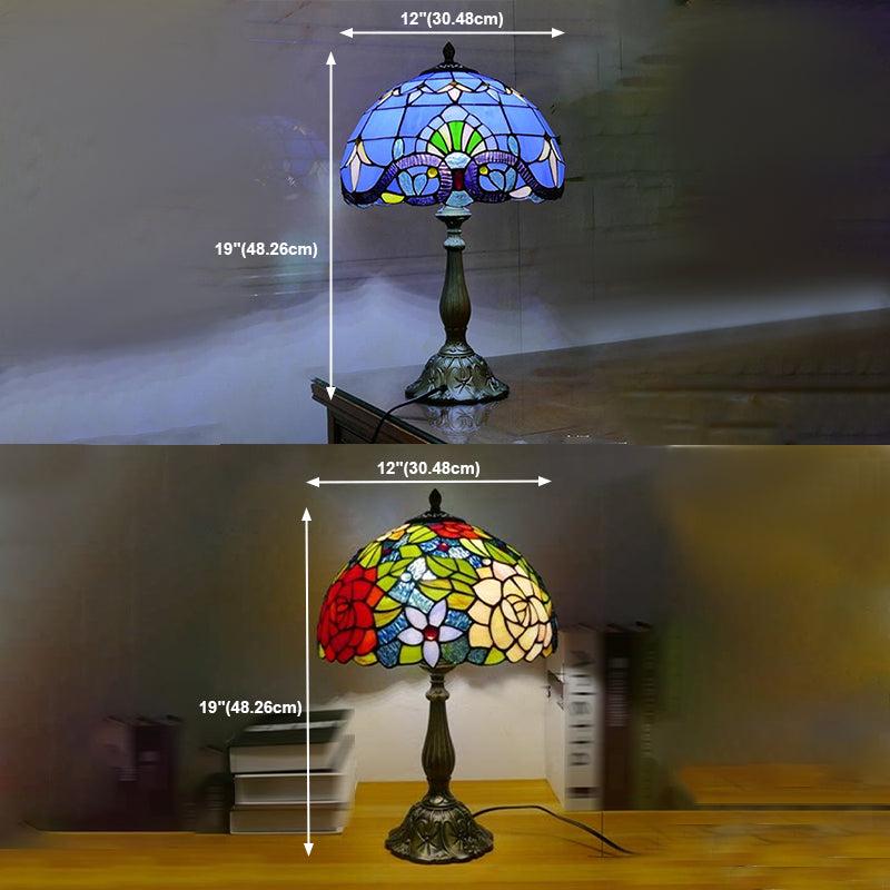 Tiffany Style Table Lamp 1-Light Desk Lamp with Glass Shade for Bedside