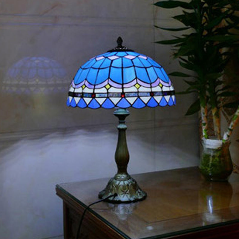 Tiffany Style Table Lamp 1-Light Desk Lamp with Glass Shade for Bedside