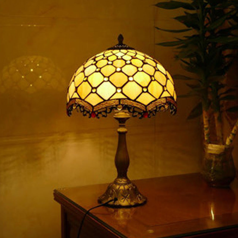 Tiffany Style Table Lamp 1-Light Desk Lamp with Glass Shade for Bedside