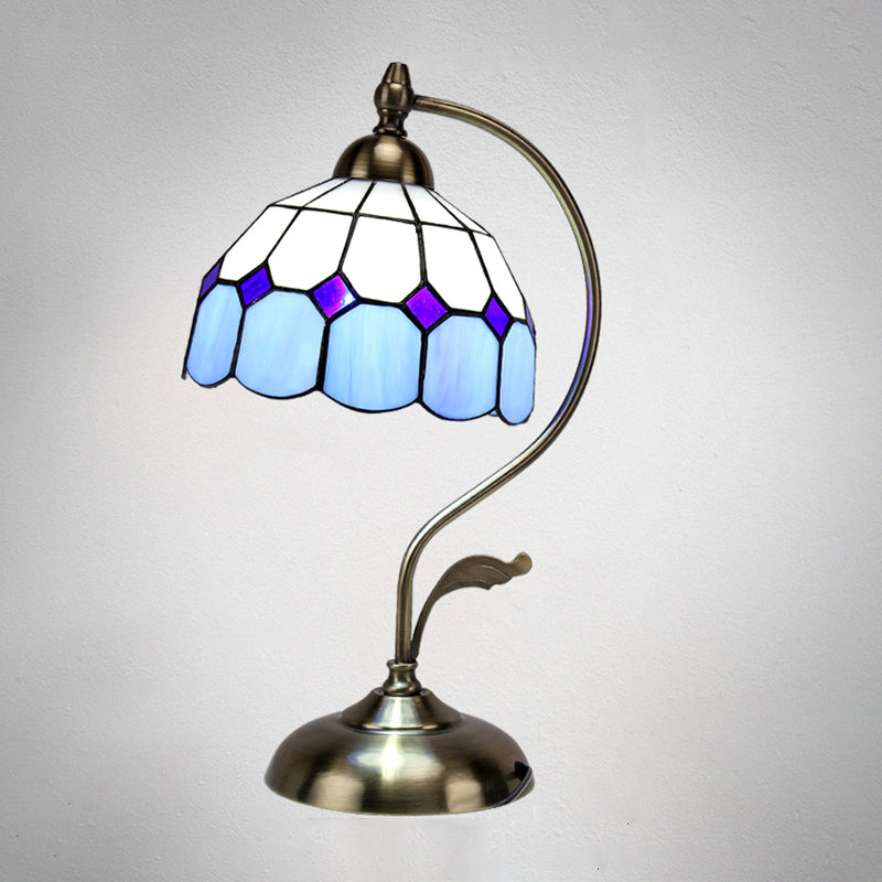 Tiffany Style Table Lamp 1-Light Desk Light with Glass Shade for Bedroom