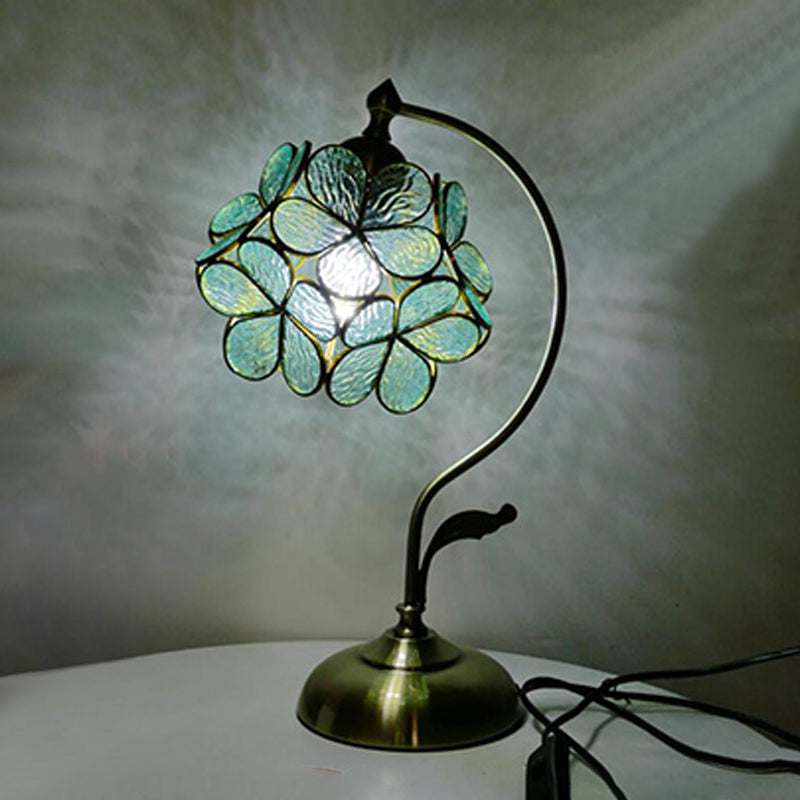Tiffany Style Table Lamp 1-Light Desk Light with Glass Shade for Bedroom