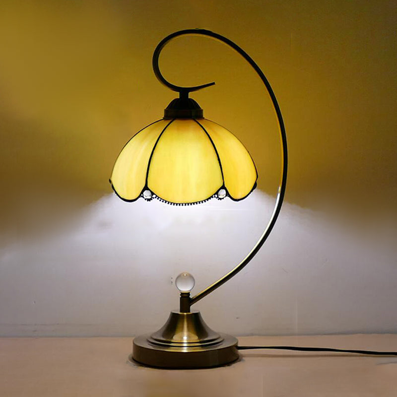 Tiffany Style Table Lamp 1-Light Desk Light with Glass Shade for Bedroom
