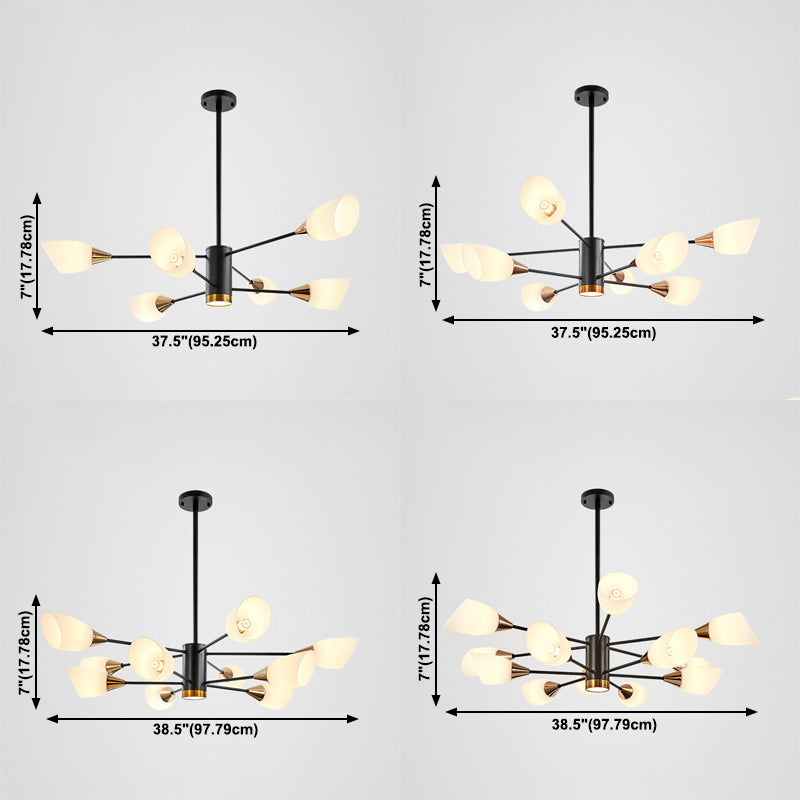 Modern Chandelier Minimalism Glass Shade Hanging Lighting Fixture for Sitting Room