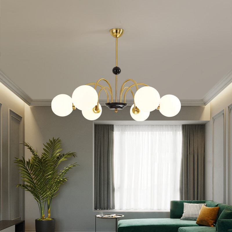 Modern Chandelier Simple Glass Shade Hanging Lighting Fixture for Sitting Room