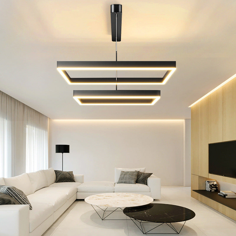 Square Shape Metal Hanging Lights Modern Style Hanging Light Fixtures in Black