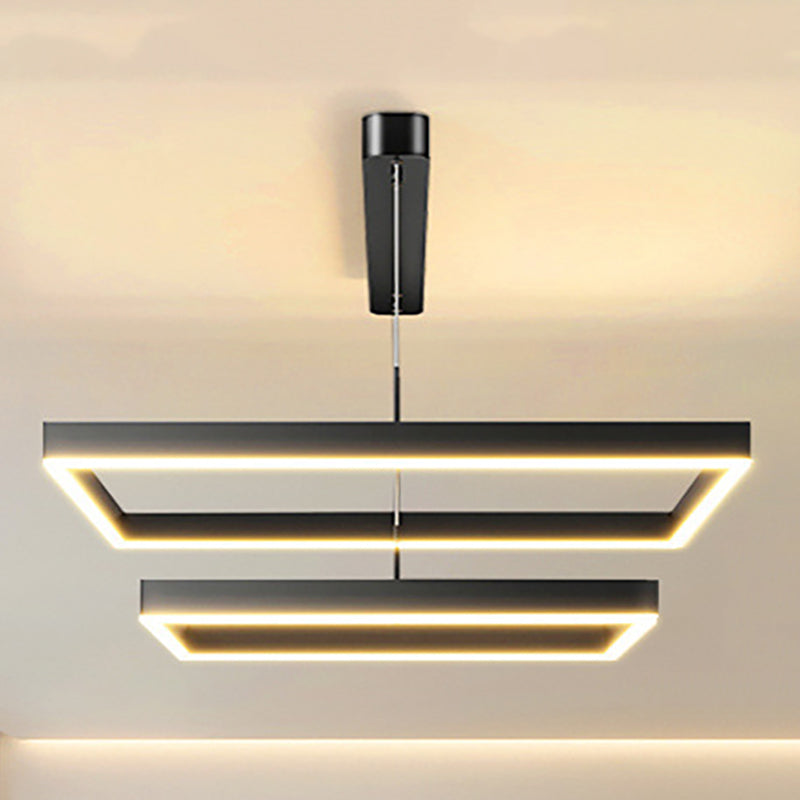 Square Shape Metal Hanging Lights Modern Style Hanging Light Fixtures in Black