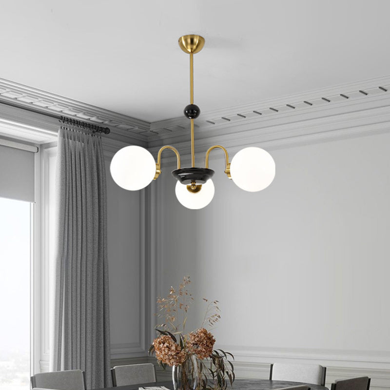 Glass Spherical Shape Chandelier Modern Style Multi Light Chandelier Light for Bedroom