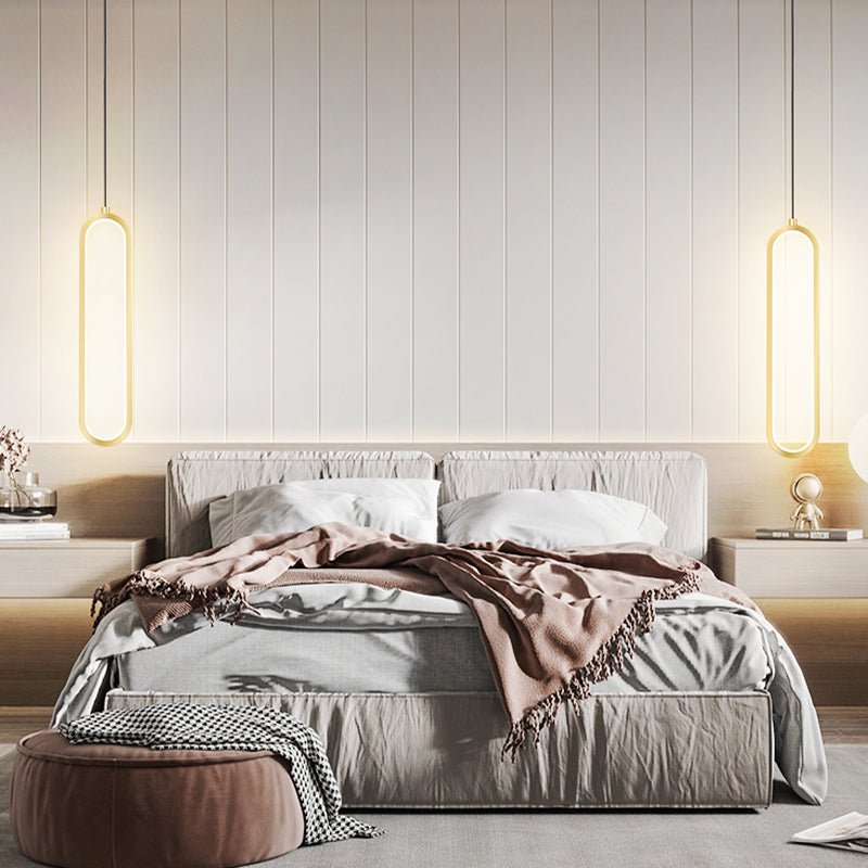 Oval Shape Metal Hanging Light Modern Style 1 Light Hanging Light Fixtures