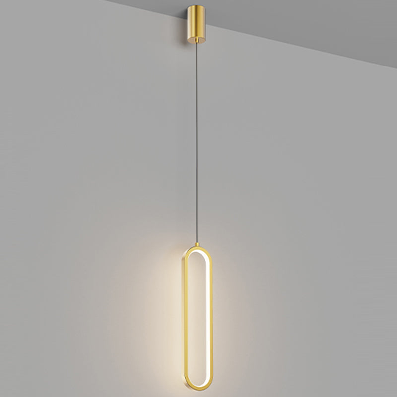 Oval Shape Metal Hanging Light Modern Style 1 Light Hanging Light Fixtures