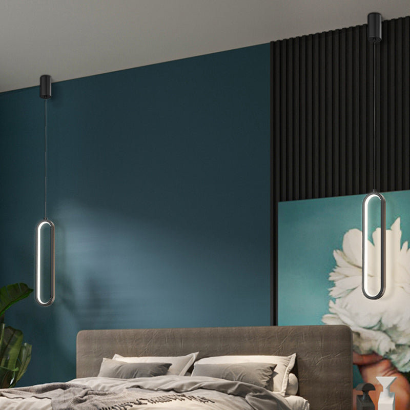 Oval Shape Metal Hanging Light Modern Style 1 Light Hanging Light Fixtures