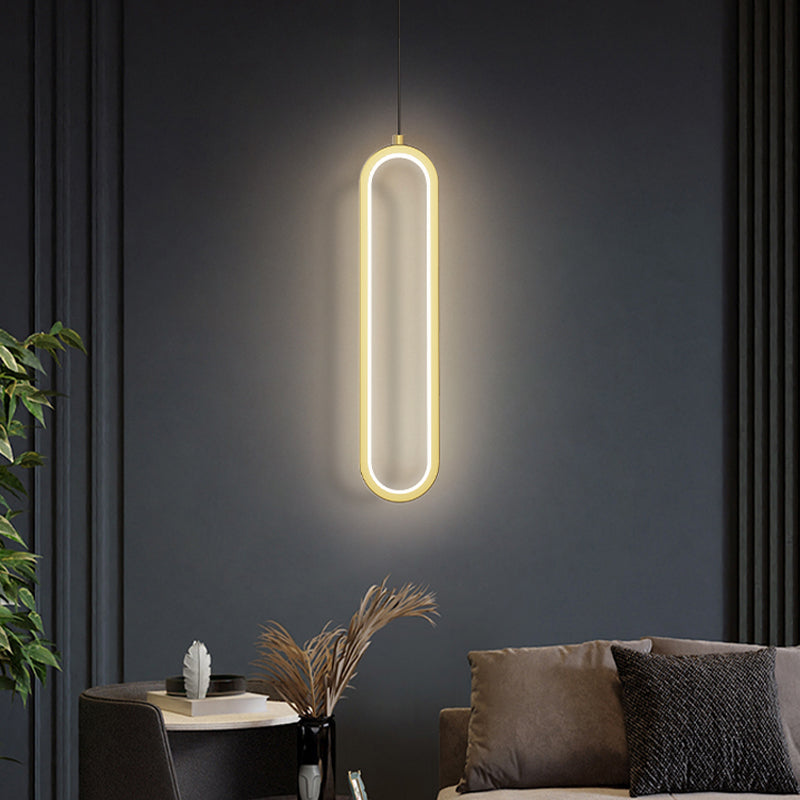 Oval Shape Metal Hanging Light Modern Style 1 Light Hanging Light Fixtures