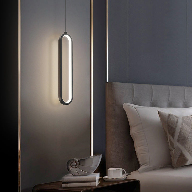 Oval Shape Metal Hanging Light Modern Style 1 Light Hanging Light Fixtures