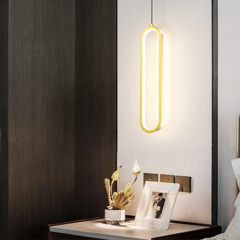 Oval Shape Metal Hanging Light Modern Style 1 Light Hanging Light Fixtures