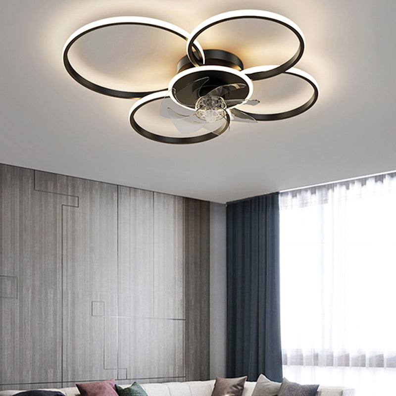 Contemporary Circular Ceiling Fan Light Metal LED Ceiling Fan for Living Room