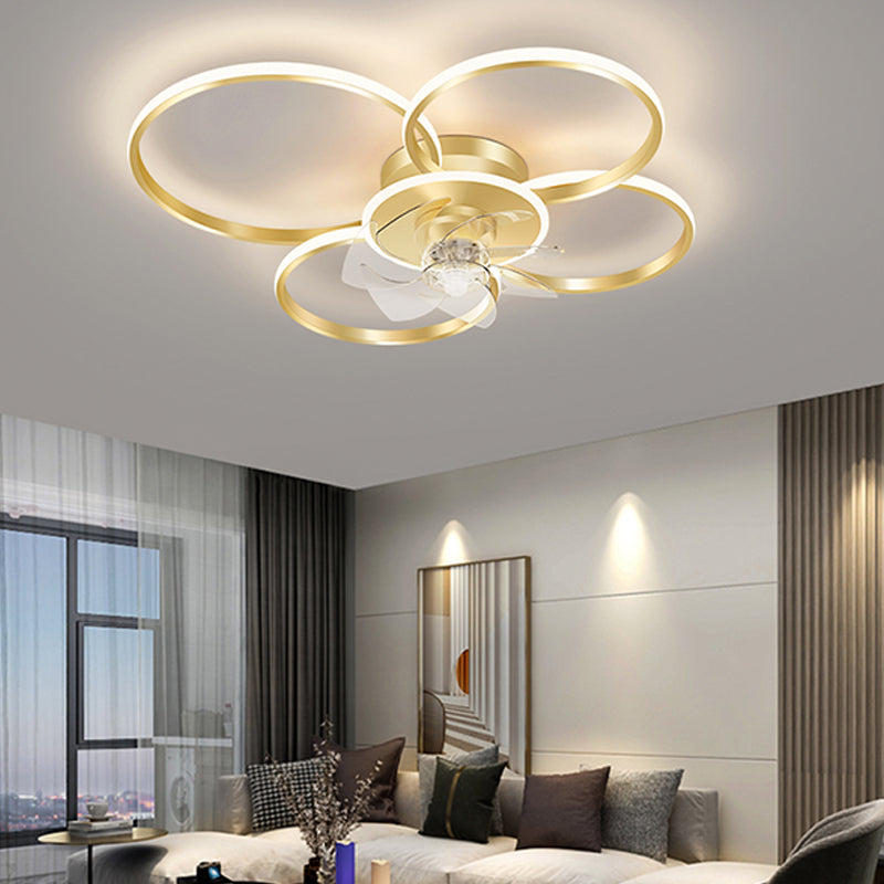 Contemporary Circular Ceiling Fan Light Metal LED Ceiling Fan for Living Room