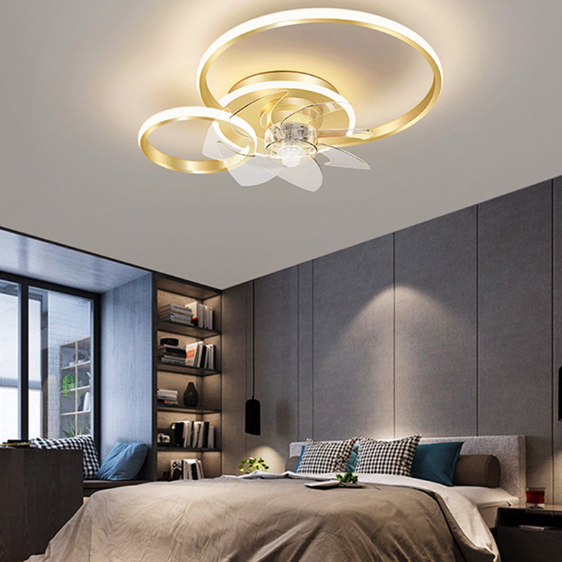 Contemporary Circular Ceiling Fan Light Metal LED Ceiling Fan for Living Room