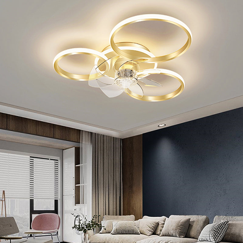 Contemporary Circular Ceiling Fan Light Metal LED Ceiling Fan for Living Room