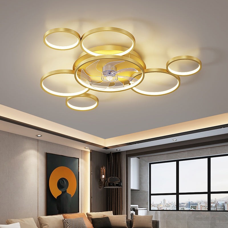 Contemporary Circle Ceiling Fan Light Metal LED Ceiling Fan for Living Room