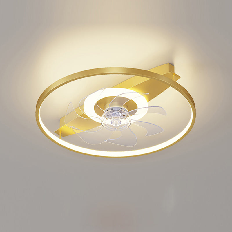 Contemporary Circle Ceiling Fan Light Metal LED Ceiling Fan for Living Room