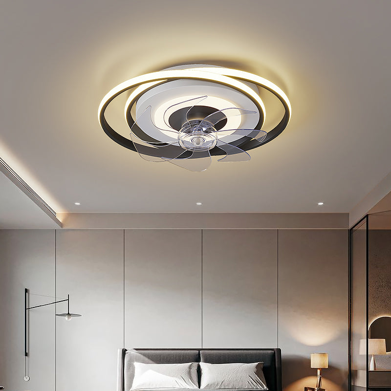 Contemporary Circle Ceiling Fan Light Metal LED Ceiling Fan for Living Room