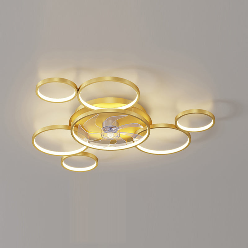 Contemporary Circle Ceiling Fan Light Metal LED Ceiling Fan for Living Room