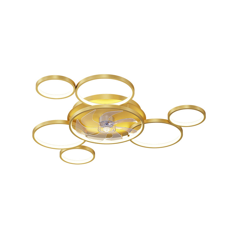 Contemporary Circle Ceiling Fan Light Metal LED Ceiling Fan for Living Room