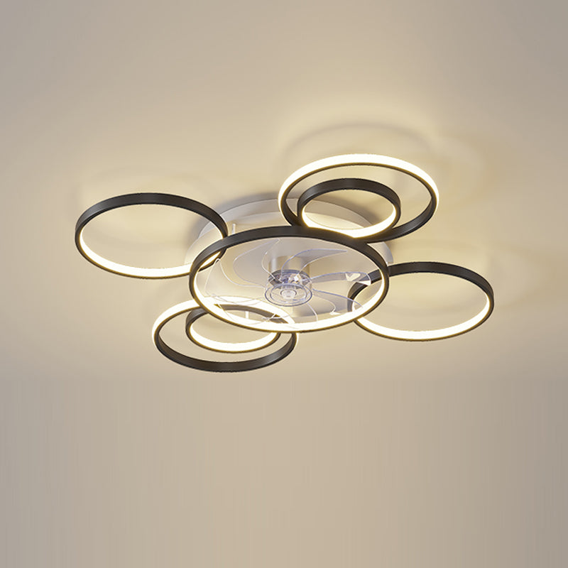 Contemporary Circle Ceiling Fan Light Metal LED Ceiling Fan for Living Room