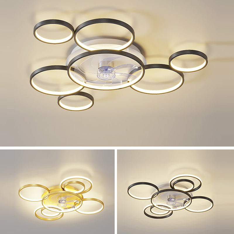 Contemporary Circle Ceiling Fan Light Metal LED Ceiling Fan for Living Room